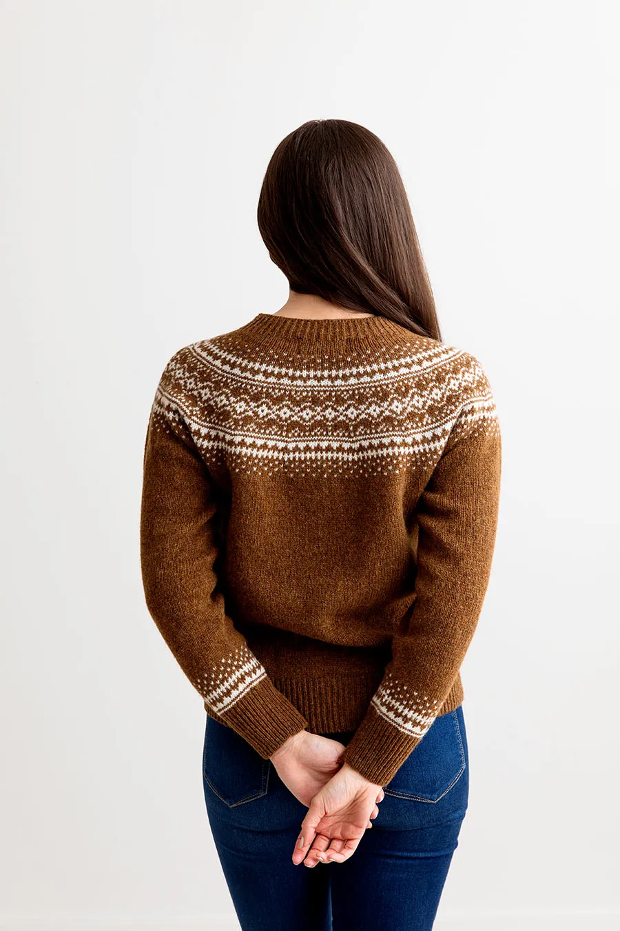 Womens Aviemore Yoke Fair Isle Jumper - brown