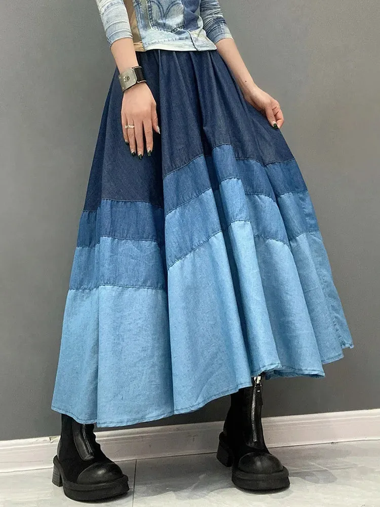 Women's Blue Gradient Dreamy Oversized Skirt