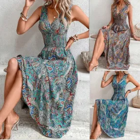 Women's Clothing New Fashion Temperament High Waist Sleeveless Bohemian Dress