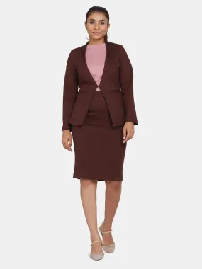 Women's Office Formal Skirt Suit - Chocolate Brown