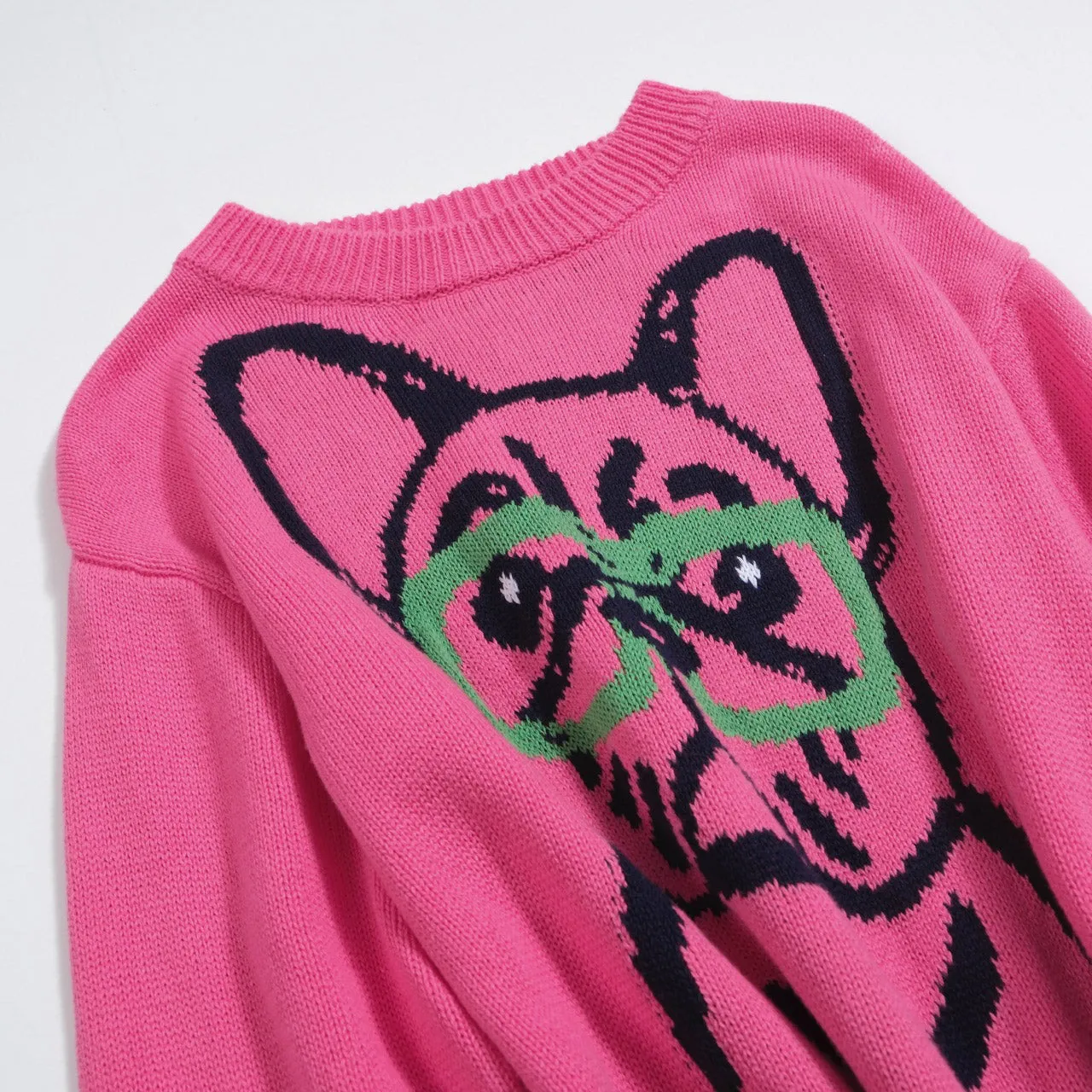 Women's rose vintage French bulldog sweater