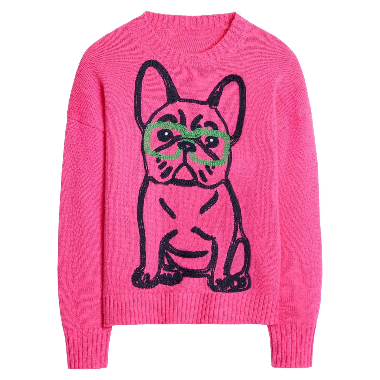 Women's rose vintage French bulldog sweater