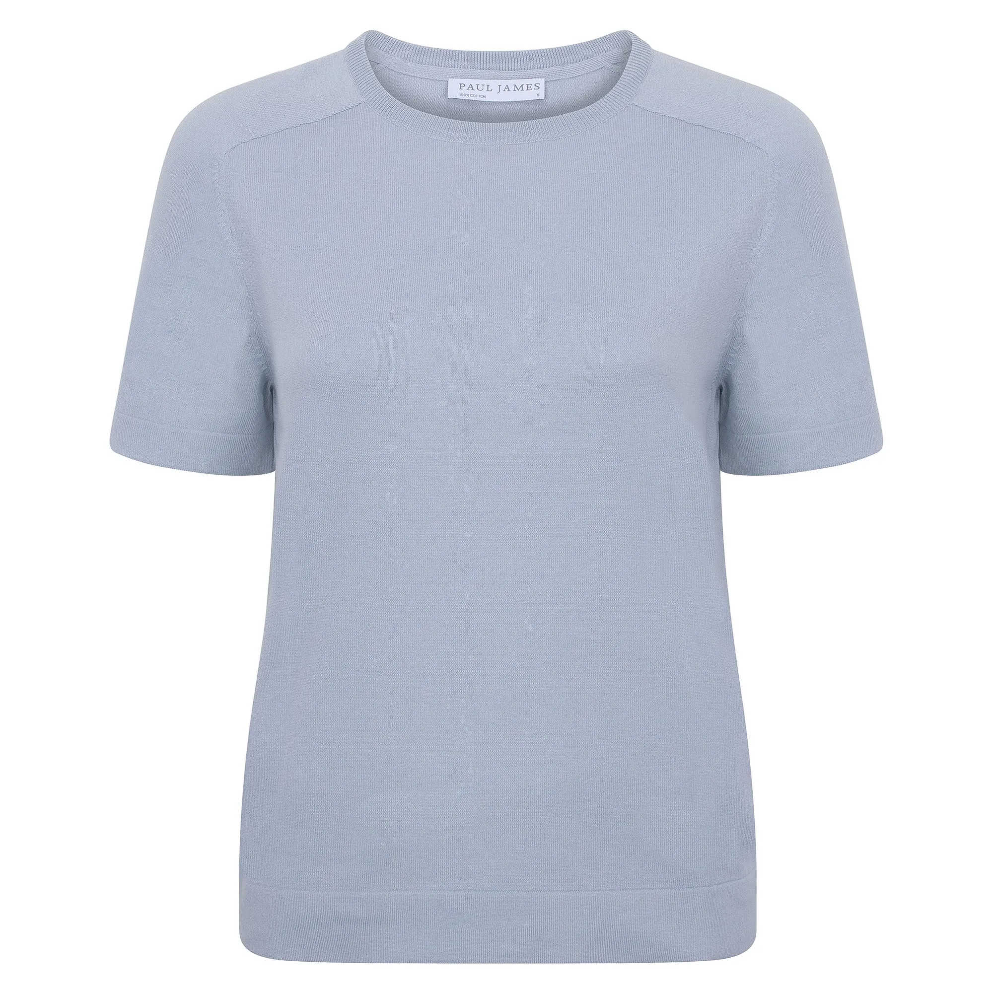 Womens Ultra Fine Cotton Saddle Shoulder Knitted T-Shirt