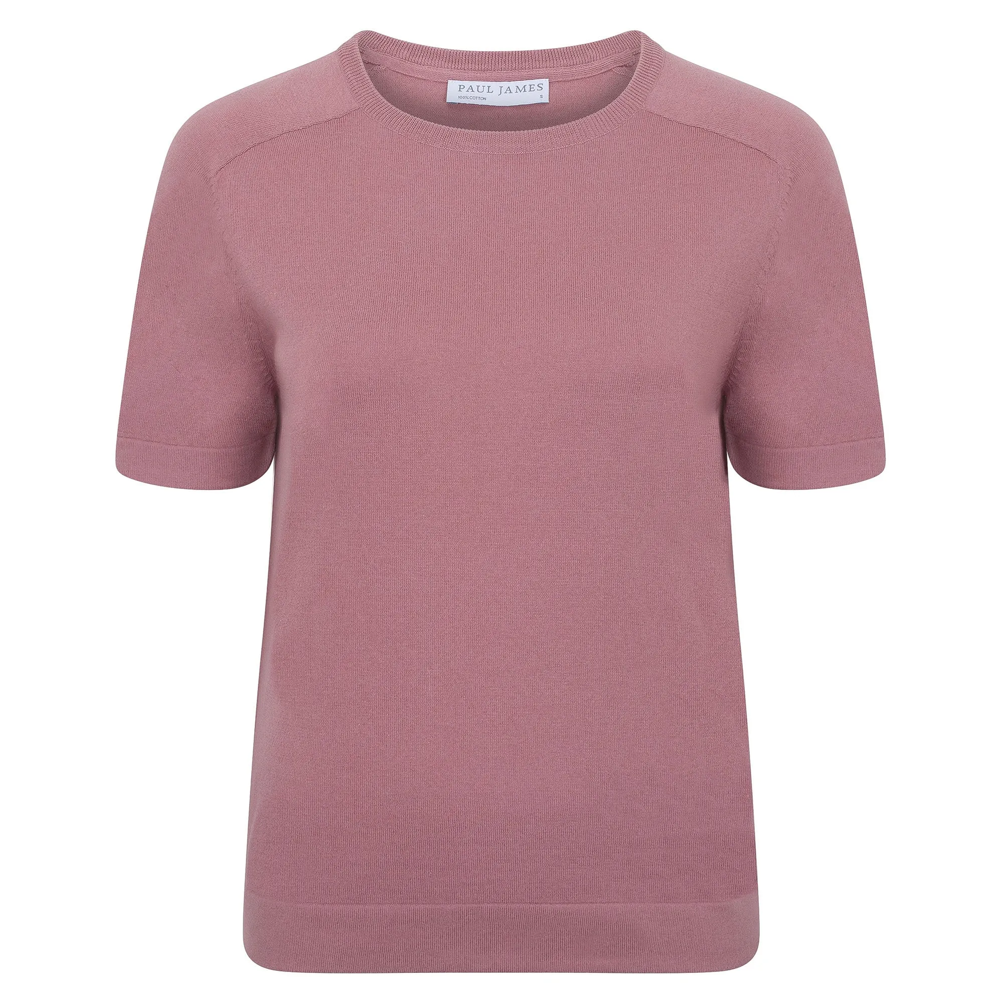 Womens Ultra Fine Cotton Saddle Shoulder Knitted T-Shirt