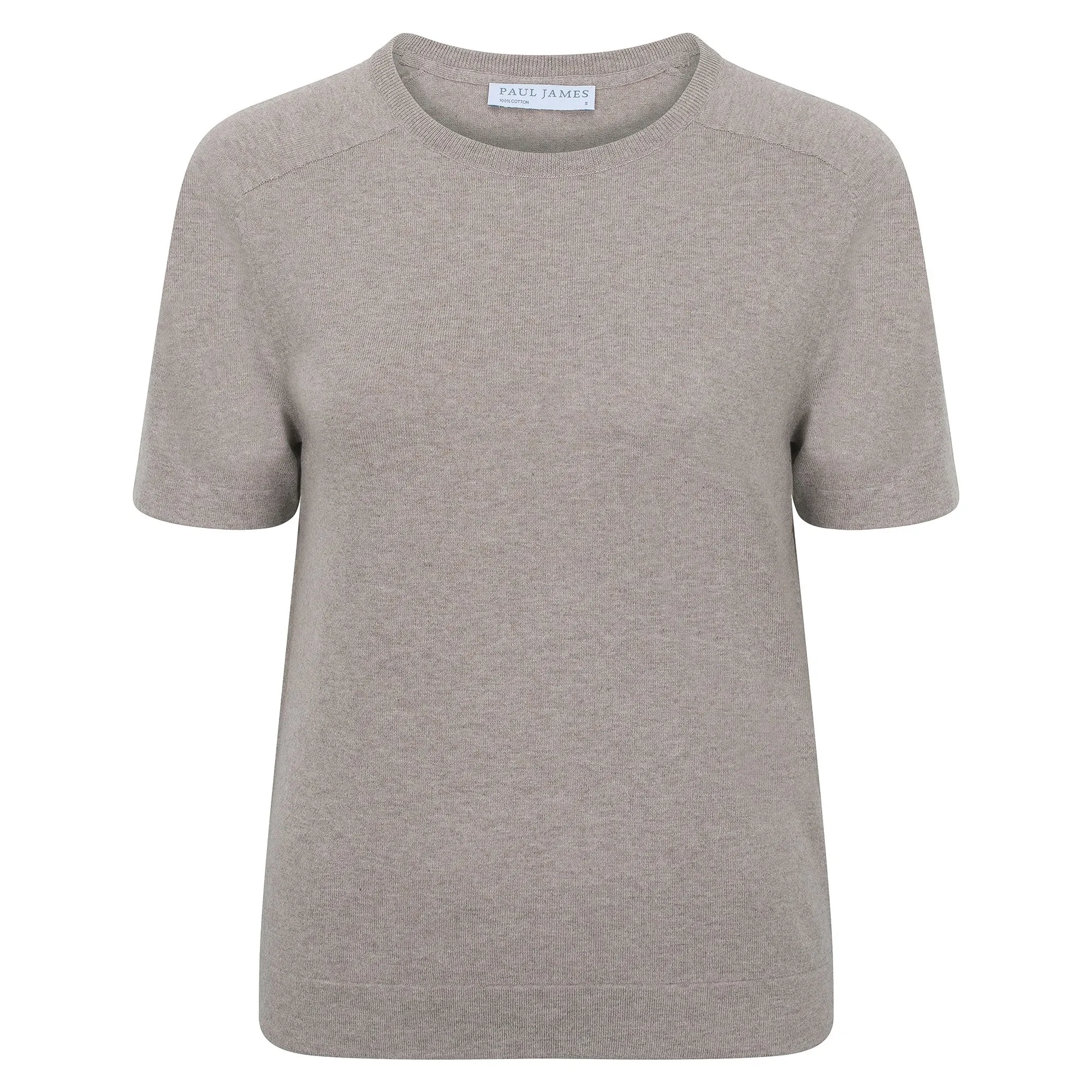 Womens Ultra Fine Cotton Saddle Shoulder Knitted T-Shirt