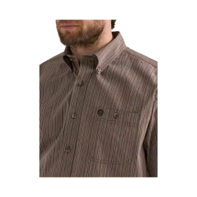 Wrangler Men's George Strait  Brown Stripe Shirt