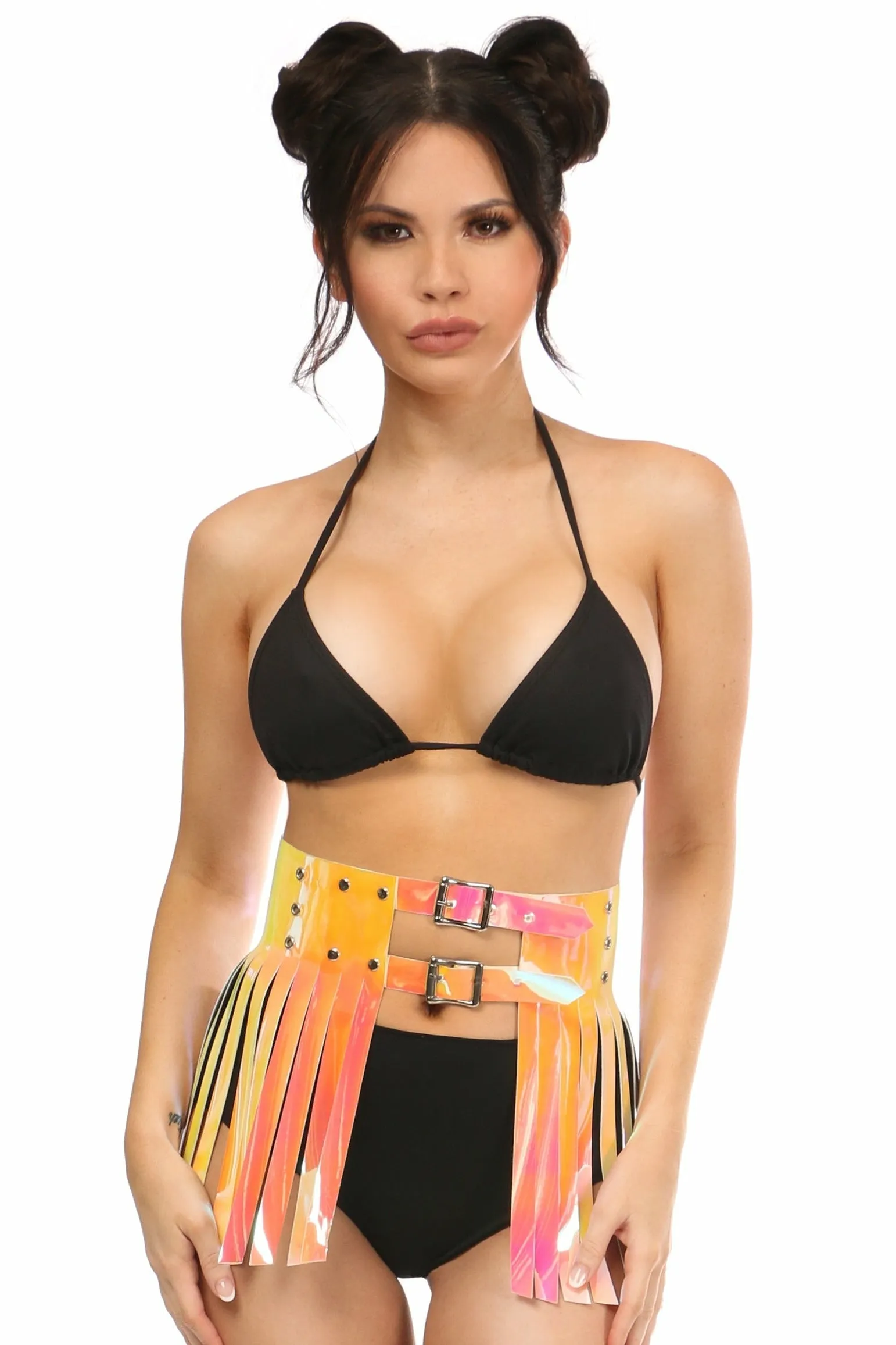 Yellow/Pink Holo Fringe Skirt